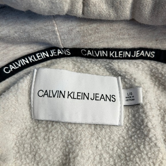 CK Calvin Klein Jeans logo Hoodie Hooded Sweatshirt Y2K Logo‎ Women's Sz L Cozy - Picture 3 of 6